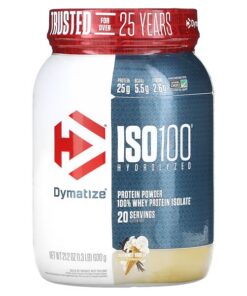 Dymatize, ISO 100, Hydrolyzed, 100% Whey Protein Isolate Powder, Gourmet Vanilla, 1.3 lb (600 g)
