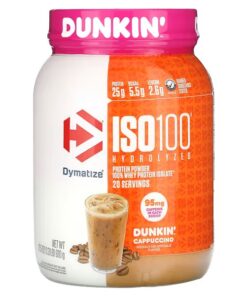Dymatize, ISO100 Hydrolyzed, 100% Whey Protein Isolate, Dunkin’ Cappuccino, 1.3 lb (610 g)