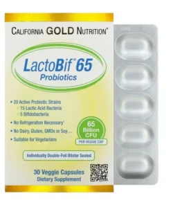 California Gold Nutrition, LactoBif® 65 Probiotics, 65 Billion CFU, 30 Veggie Capsules