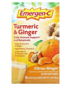 Emergen-C, Turmeric & Ginger, Citrus-Ginger, 18 Packets, 0.32 oz (9 g) Each
