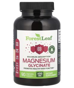 Forest Leaf, Magnesium Glycinate, Maximum Absorption, 90 Vegetable Capsules (133.3 mg per Capsule)