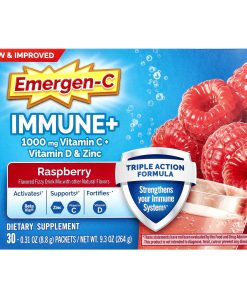 Emergen-C, Immune+ Vitamin C + Vitamin D & Zinc, Raspberry, 30 Packets, 0.31 oz (8.8 g) Each