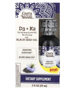 GuruNanda, D3 + K2, Black Seed Oil, 2 fl oz (59 ml)