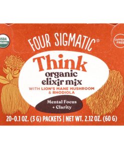 Four Sigmatic, Think, Organic Elixir Mix With Lion's Mane Mushroom & Rhodiola, Caffeine Free, 20 Packets, 0.1 oz (3 g) Each
