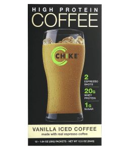 Chike Nutrition, High Protein Iced Coffee, Vanilla, 12 Packets, 1.04 oz (30 g) Each