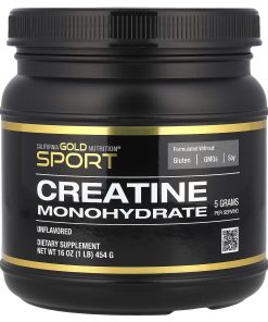 California Gold Nutrition, Sport, Creatine Monohydrate, Unflavored, 1 lb (454 g)