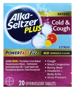 Alka-Seltzer Plus, Power Fast Fizz, Cough & Cold, Severe, Citrus, 20 Effervescent Tablets