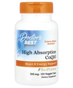 Doctor&#039;s Best, High Absorption CoQ10 with BioPerine®, 100 mg, 120 Veggie Caps