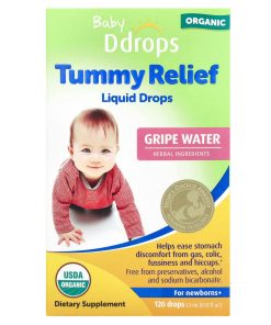 Ddrops, Baby, Organic Tummy Relief Liquid Drops, For Newborns+, 120 Drops, 0.12 fl oz (3.3 ml)