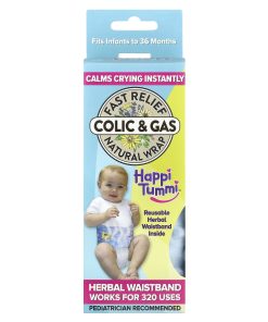 Happi Tummi, Fast Relief Colic & Gas Natural Wrap, Infants to 36 Months, Blue, 1 Wrap & 1 Herbal Pouch