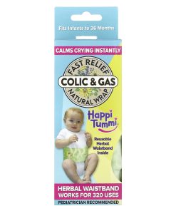 Happi Tummi, Fast Relief Colic & Gas, Natural Wrap, Infants to 36 Months, Green, 1 Wrap & 1 Herbal Pouch