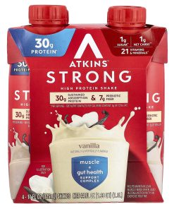 Atkins, Strong, High Protein Shake, Vanilla, 4 Shakes, 11 fl oz (325 ml) Each