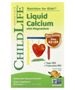 ChildLife Essentials, Liquid Calcium with Magnesium Plus K2 & D3, Natural Orange, 30 Packet, 0.34 fl oz (10 ml)