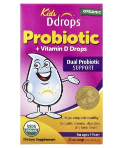 Kids Ddrops®, Organic Probiotic + Vitamin D Drops, For Ages 1 year+, 0.27 fl oz (8 ml)