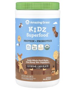 Amazing Grass, Kidz Superfood®, Protein + Probiotics, Extreme Chocolate, 10 oz (285 g)