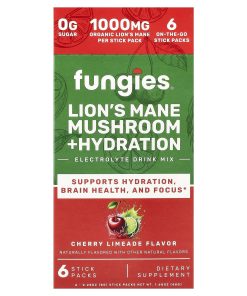 Fungies, Lion's Mane Mushroom + Hydration, Electrolyte Drink Mix, Cherry Limeade, 6 Stick Packs, 0.28 oz (8 g) Each