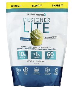 Designer Wellness, Designer Lite®, Plant + Whey Protein Powder, Vanilla Cupcake, 1.6 lb (720 g)