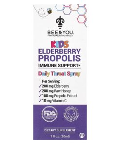Bee & You, Kids Elderberry Propolis Daily Throat Spray, 1 fl oz (30 ml)