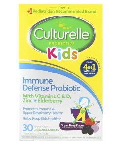 Culturelle, Kids, Probiotics, Immune Defense, Super Berry, 30 Once Daily Chewable Tablets