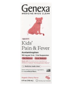Genexa, Kids' Pain & Fever, Ages 2-11, Organic Cherry, 4 fl oz (118 ml)