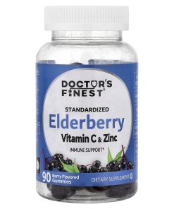 Doctor's Finest, Standardized Elderberry, Vitamin C & Zinc, Berry, 90 Gummies