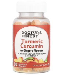 Doctor&#039;s Finest, Turmeric Curcumin Gummies With Ginger &amp; Piperine, Peach, 60 Gummies