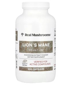 Real Mushrooms, Lion's Mane, Mushroom Extract Powder, 300 Capsules