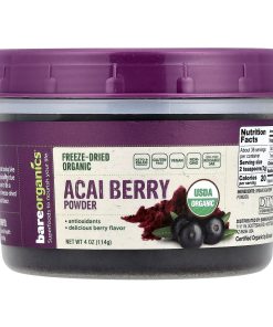 BareOrganics, Freeze-Dried Raw Organic Acai Berry Powder, 4 oz (114 g)