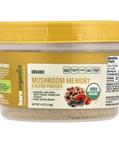 BareOrganics, Organic Mushroom Memory 6 Blend Powder, 4 oz (114 g)