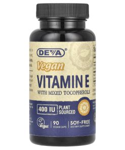 Deva, Vegan Vitamin E with Mixed Tocopherols, 400 IU, 90 Vegan Caps