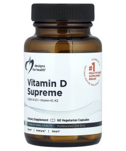 Designs For Health, Vitamin D Supreme, D3 + Vitamin K1, K2, 60 Vegetarian Capsules