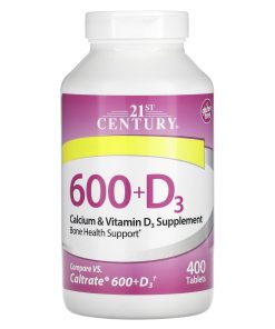 21st Century, 600+D3, Calcium & Vitamin D3 Supplement, 400 Tablets