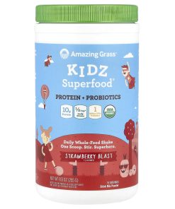 Amazing Grass, Kidz Superfood®, Protein + Probiotics, Strawberry Blast, 8.9 oz (255 g)