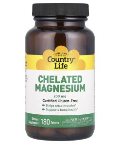 Country Life, Chelated Magnesium, 250 mg, 180 Tablets