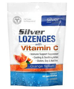 American Biotech Labs, Silver Biotics, Silver Lozenges with Vitamin C, Orange Splash, 21 Lozenges, 3 oz (85 g)