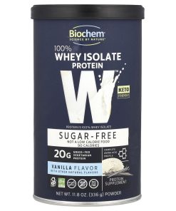 Biochem, 100% Whey Isolate Protein, Sugar Free, Vanilla, 11.8 oz (336 g)