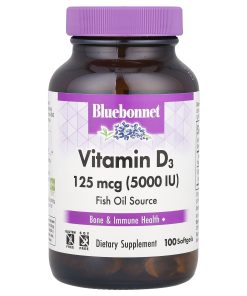 Bluebonnet Nutrition, Vitamin D3, 125 mcg (5,000 IU), 100 Softgels