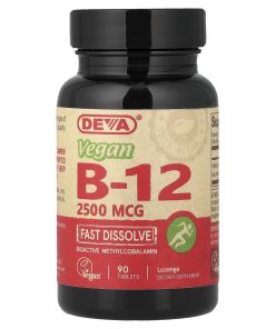 Deva, Vegan B-12, Fast-Dissolve, 2,500 mcg, 90 Tablets