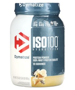 Dymatize, ISO100® Hydrolyzed, 100% Whey Protein Isolate, Gourmet Vanilla, 1.34 lb (610 g)