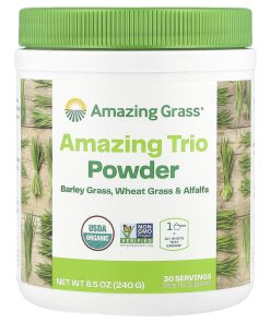 Amazing Grass, Amazing Trio Powder, Barley Grass, Wheat Grass & Alfalfa, 8.5 oz (240 g)