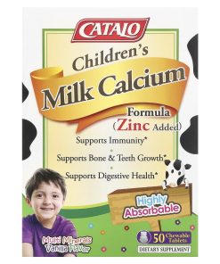 CATALO, Children's Milk Calcium Formula, Zinc, 50 Chewable Tablets