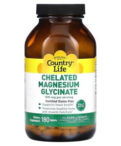Country Life, Chelated Magnesium Glycinate, 180 Tablets (133 mg per Tablet)
