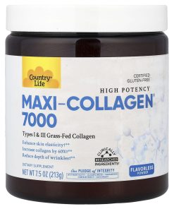 Country Life, Maxi-Collagen® 7000 Powder, High Potency, Flavorless, 7.5 oz (213 g)