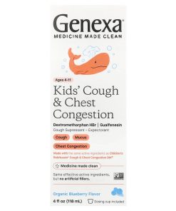 Genexa, Kid's Cough & Chest Congestion, Ages 4-11, Organic Blueberry, 4 fl oz (118 ml)