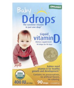 Ddrops, Baby, Organic Liquid Vitamin D3, 10 mcg (400 IU), 90 Drops, 0.08 fl oz (2.5 ml)