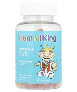 GummiKing, Omega-3 DHA + EPA for Kids, Strawberry, Orange and Lemon, 60 Gummies (35 mg per Gummy)