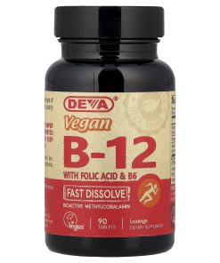 Deva, Vegan B12 with Folic Acid &amp; B6, Fast-Dissolve, 90 Tablets