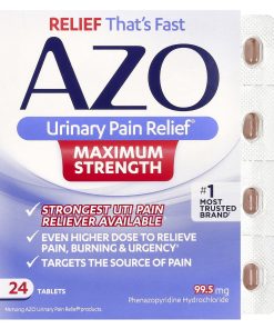 AZO, Urinary Pain Relief, Maximum Strength, 99.5 mg, 24 Tablets