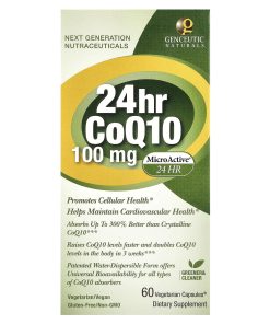 Genceutic Naturals, 24hr CoQ10, 100 mg, 60 Vegetarian Capsules®