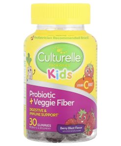 Culturelle, Kids, Probiotic + Veggie Fiber Gummies, Berry Blast , 30 Gummies